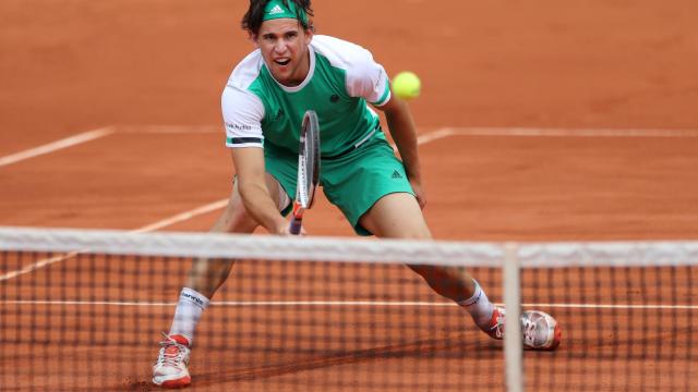 Thiem, durante el partido contra Djokovic.