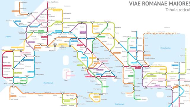 Detalle del mapa en el que se aprecian las calzadas españolas
