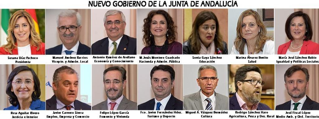 Este es el nuevo gobierno de Susana Díaz, en el cual ha habido cinco cambios muy significativos.