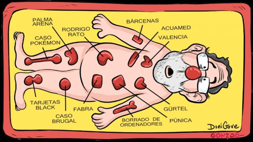 os casos de corrupción ponen en más de un aprieto a Mariano Rajoy. Dani Gove para Gonzo.
