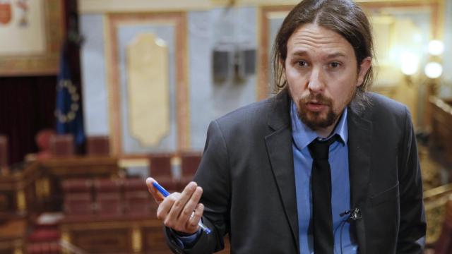 Pablo Iglesias, secretario general de Podemos, en el Congreso de los Diputados.