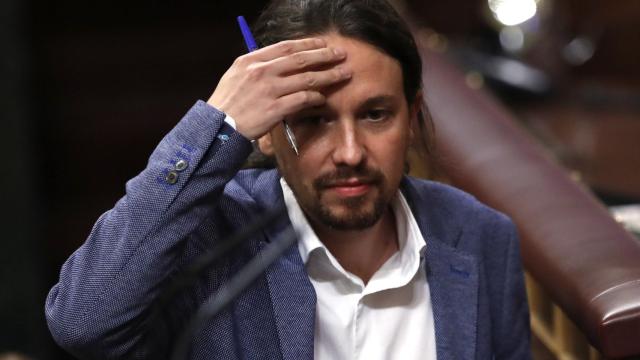 El líder de Podemos, Pablo Iglesias, este martes durante la moción de censura.