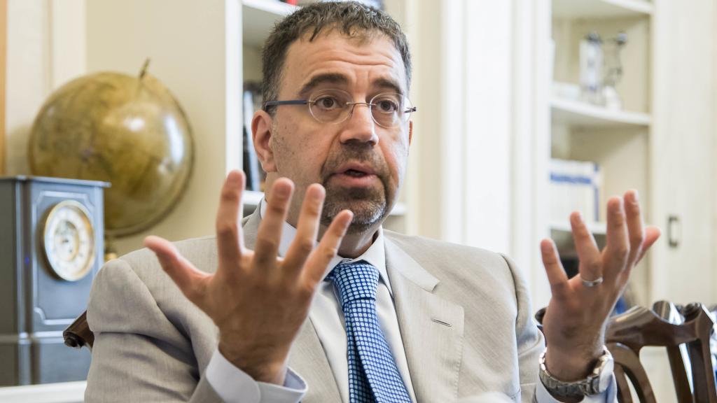 El economista Daron Acemoglu, en la sede de la Fundación BBVA en Madrid.