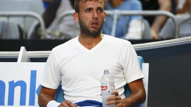 Evans, durante su partido ante Tsonga de esta temporada en el Abierto de Australia.