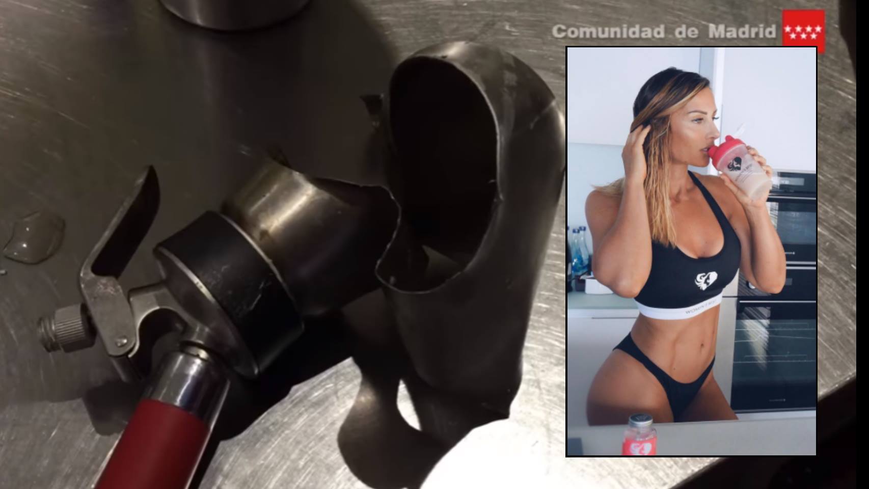 La fallecida Rebecca Burger y el sifón que explotó en Madrid.