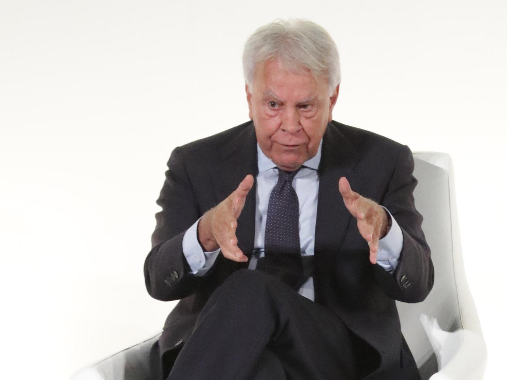 Felipe González, este miércoles durante un debate protagonizado por Cataluña.