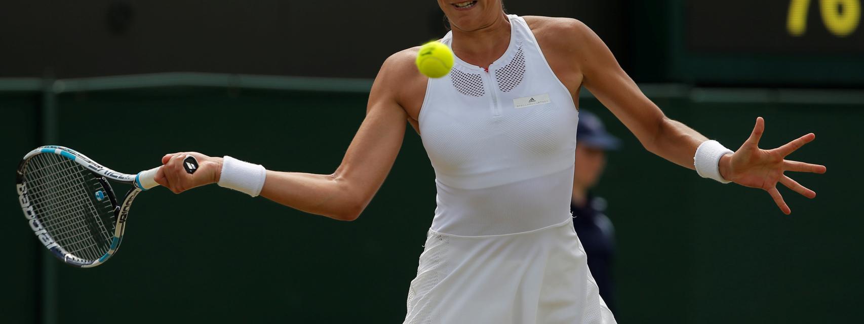 Garbiñe Muguruza en acción contra Kerber.