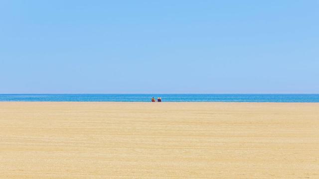 Panorámica de la playa Urbanización Roquetas, en Roquetas de Mar.