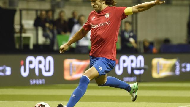 Carles Puyol durante el partido contra México del mundial de leyendas.