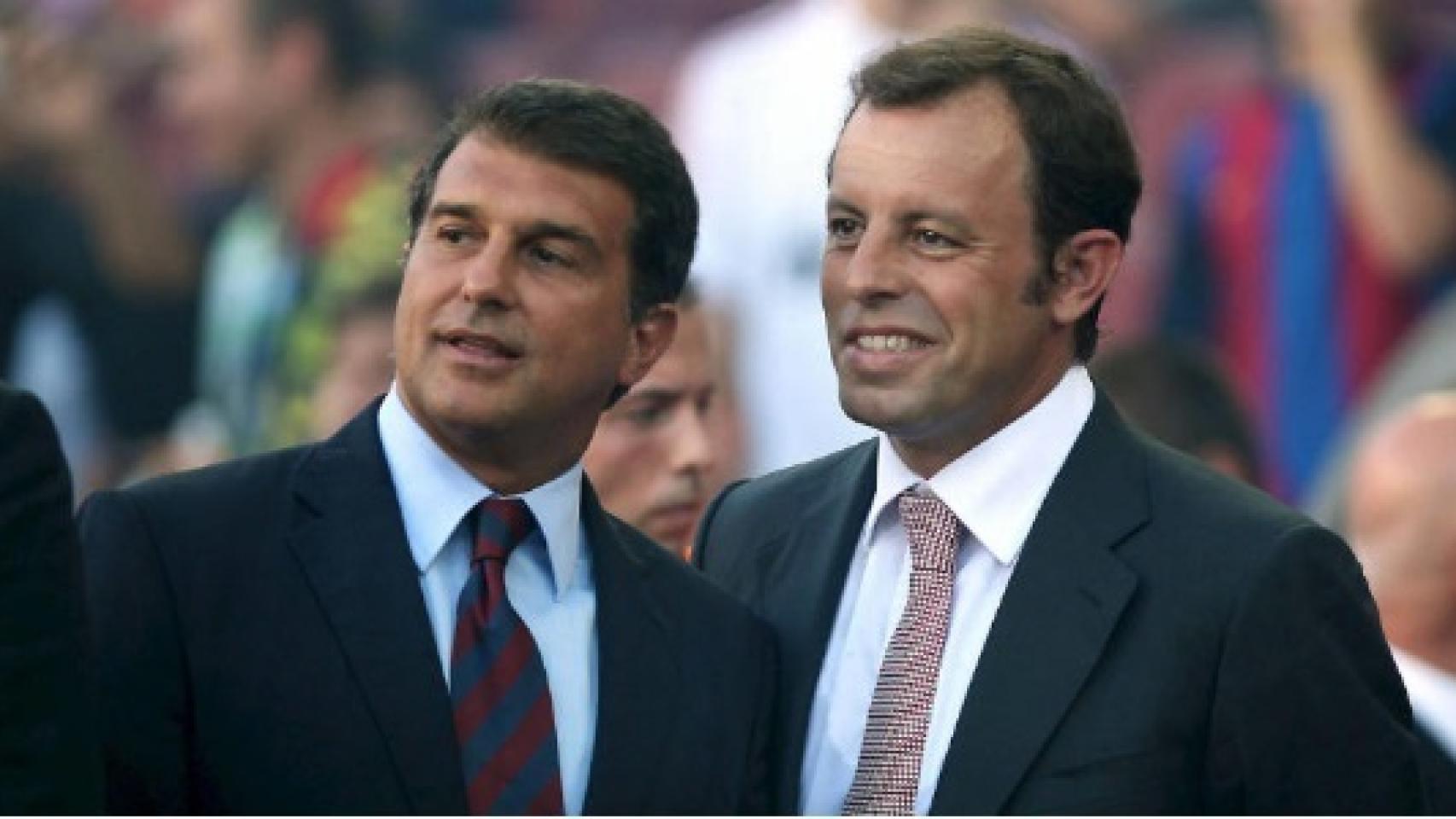 Joan Laporta y Sandro Rosell, en el Camp Nou.