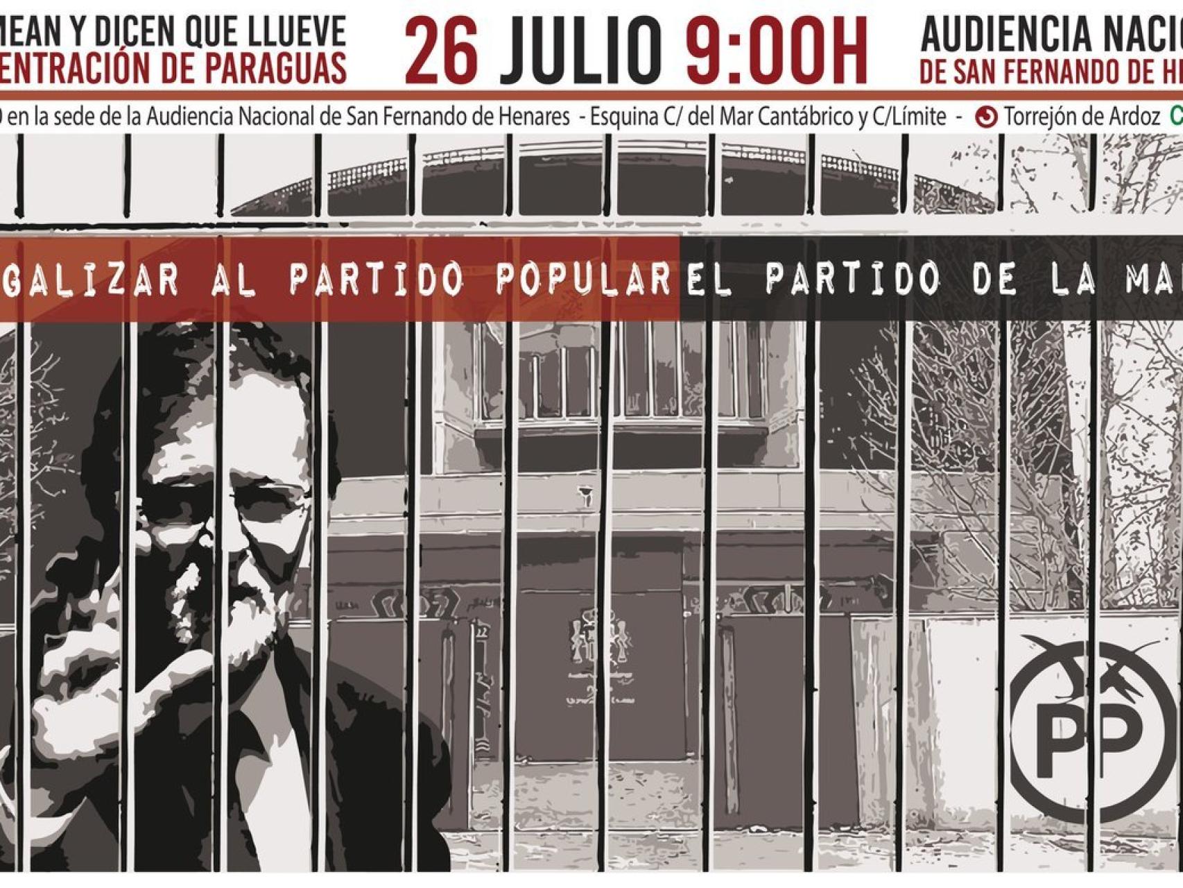 Imagen con la que se llama a la protesta ante la Audiencia Nacional.