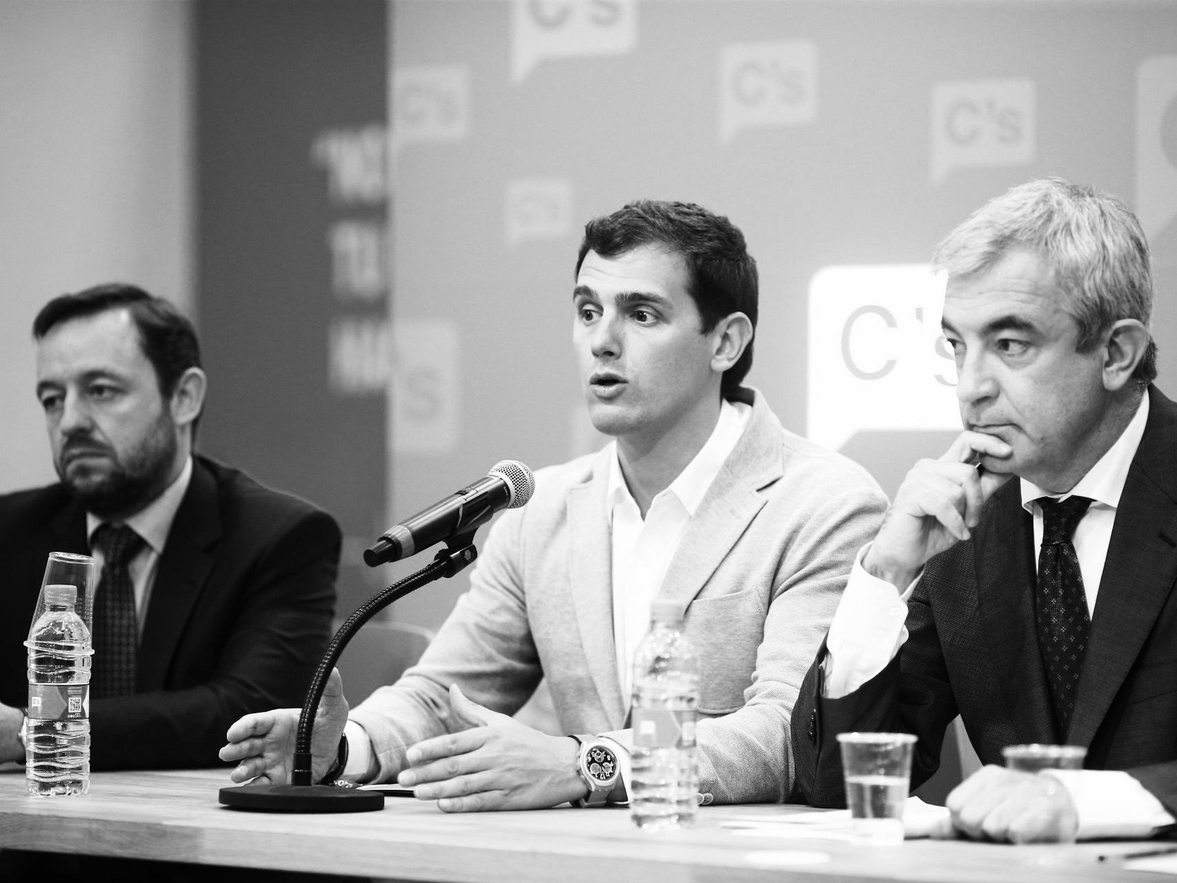 Francisco de la Torre, responsable de Fiscalidad de Ciudadanos, junto con Albert Rivera y Luis Garicano