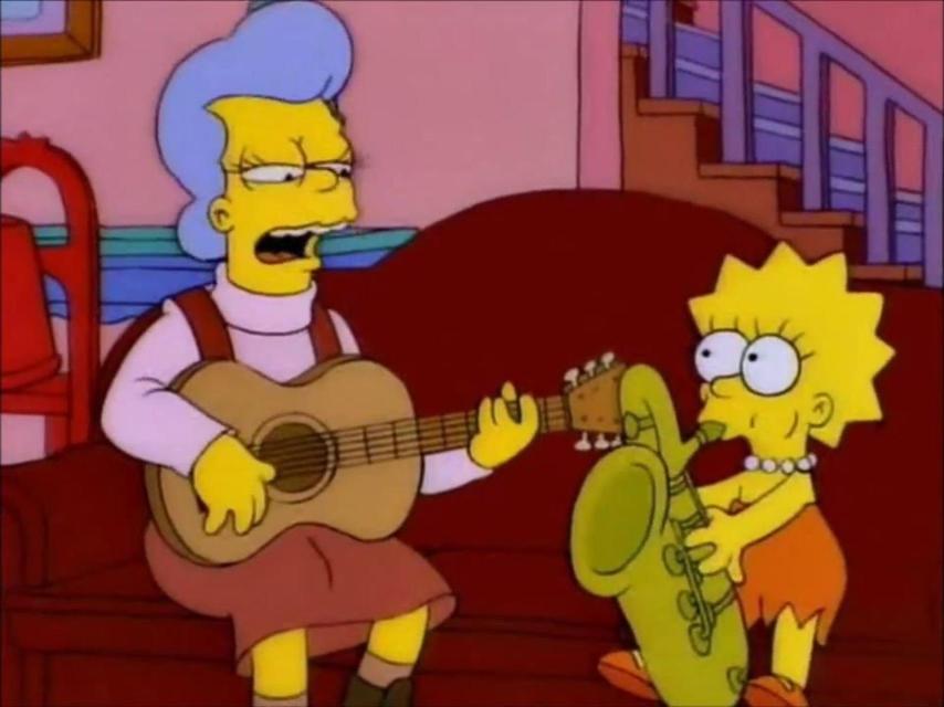 Penélope Olsen con su nieta Lisa Simpson.