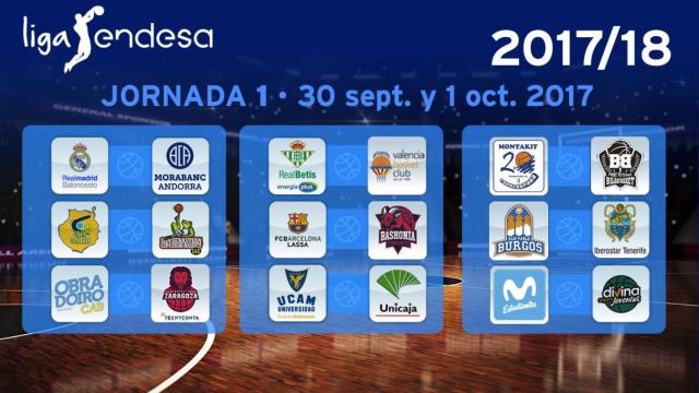 Emparejamientos de la primera jornada de la Liga Endesa 17-18.