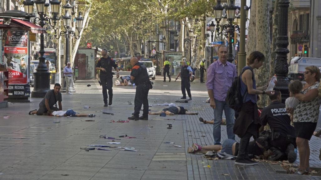 Las Ramblas, después del atentado.