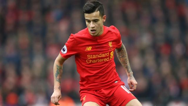 Coutinho, durante un partido con el Liverpool.
