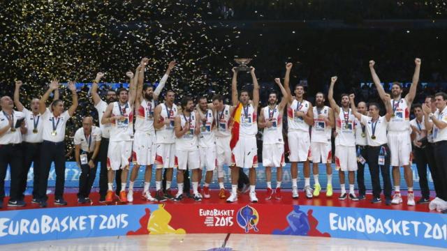 España tras ganar el Eurobasket de 2015.
