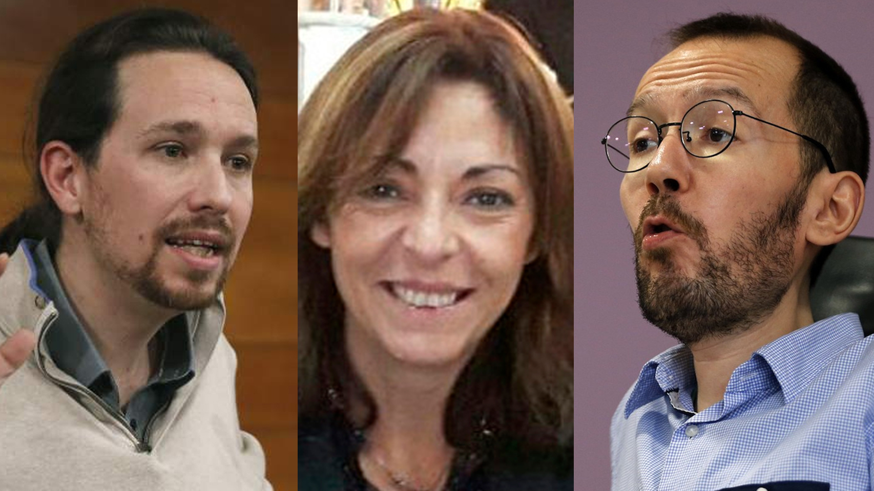 Pablo Iglesias, Olga Jiménez y Pablo Echenique.