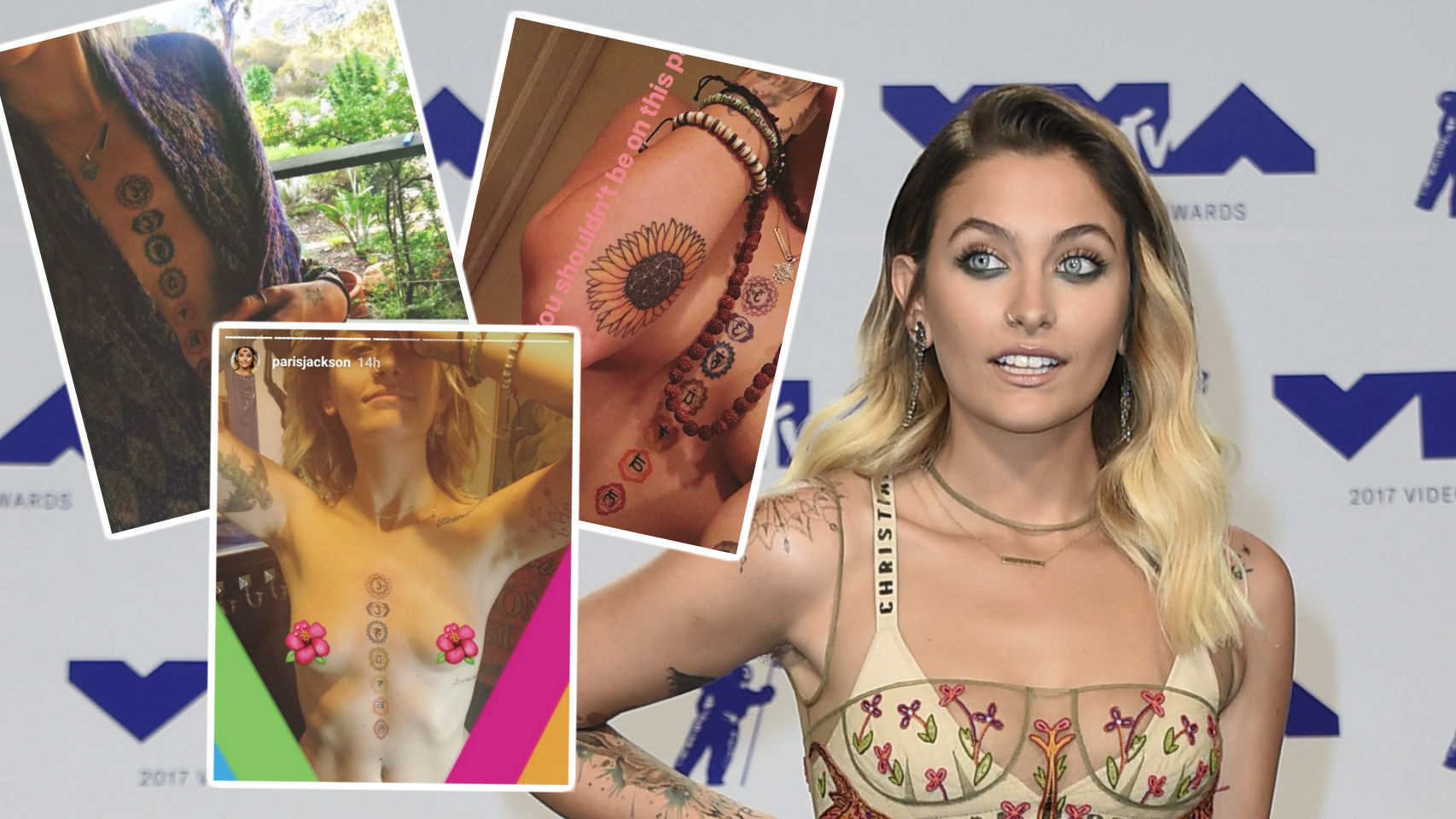 Paris Jackson no ha tenido reparo en desnudarse para enseñar sus tatoos.