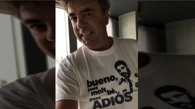 Haenen, con la camiseta que ilustra a Trapero y su frase.