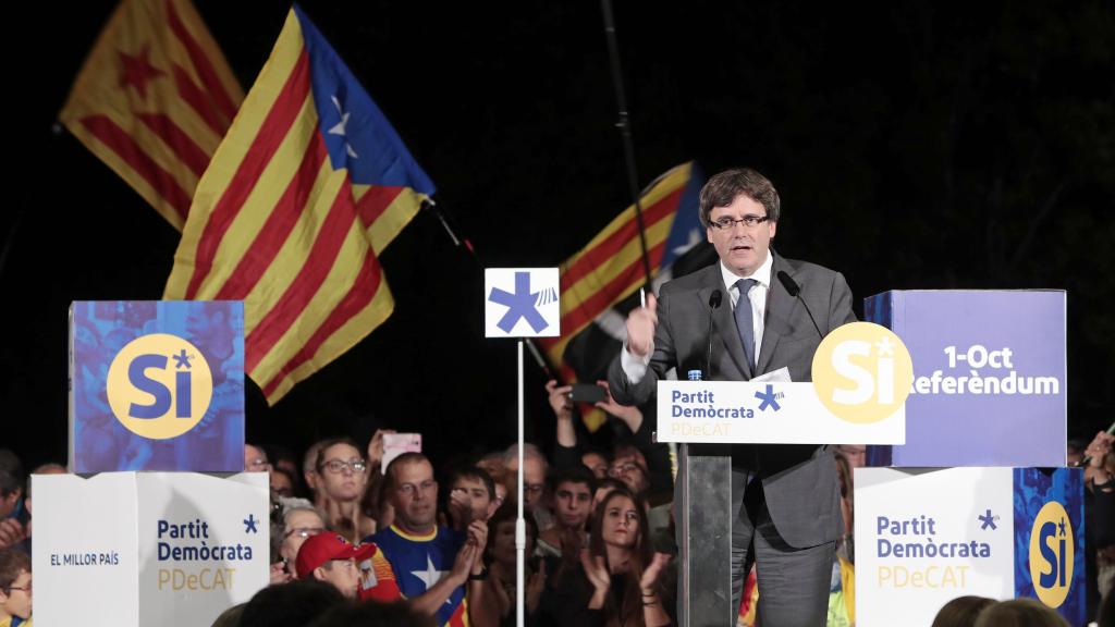 Carles Puigdemont, durante un mitin del 1-O.