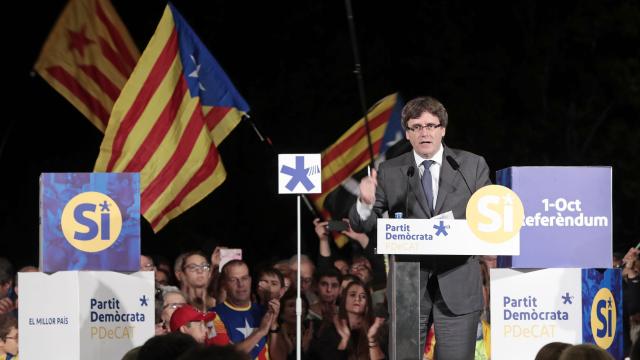 Carles Puigdemont, durante un mitin del 1-O.