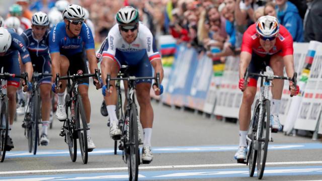 Peter Sagan a su entrada en la meta de Bergen.