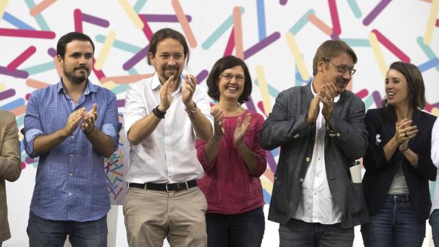 Iglesias, en el escenario de la asamblea celebrada el domingo.