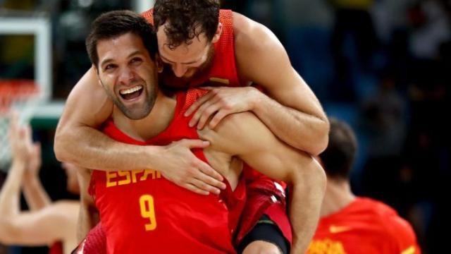 Felipe Reyes, durante un encuentro con la selección.