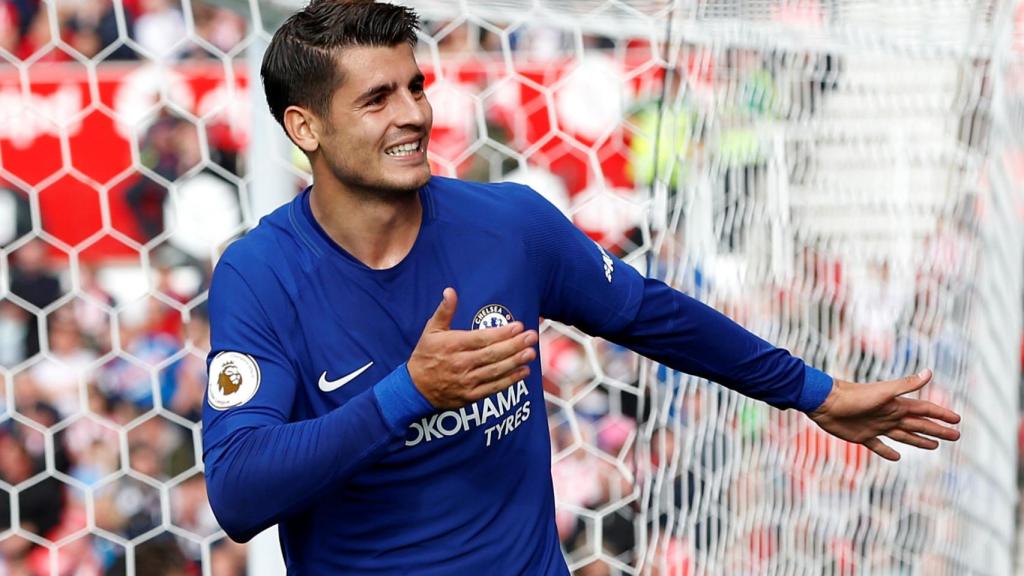 Morata celebra su hat-trick.