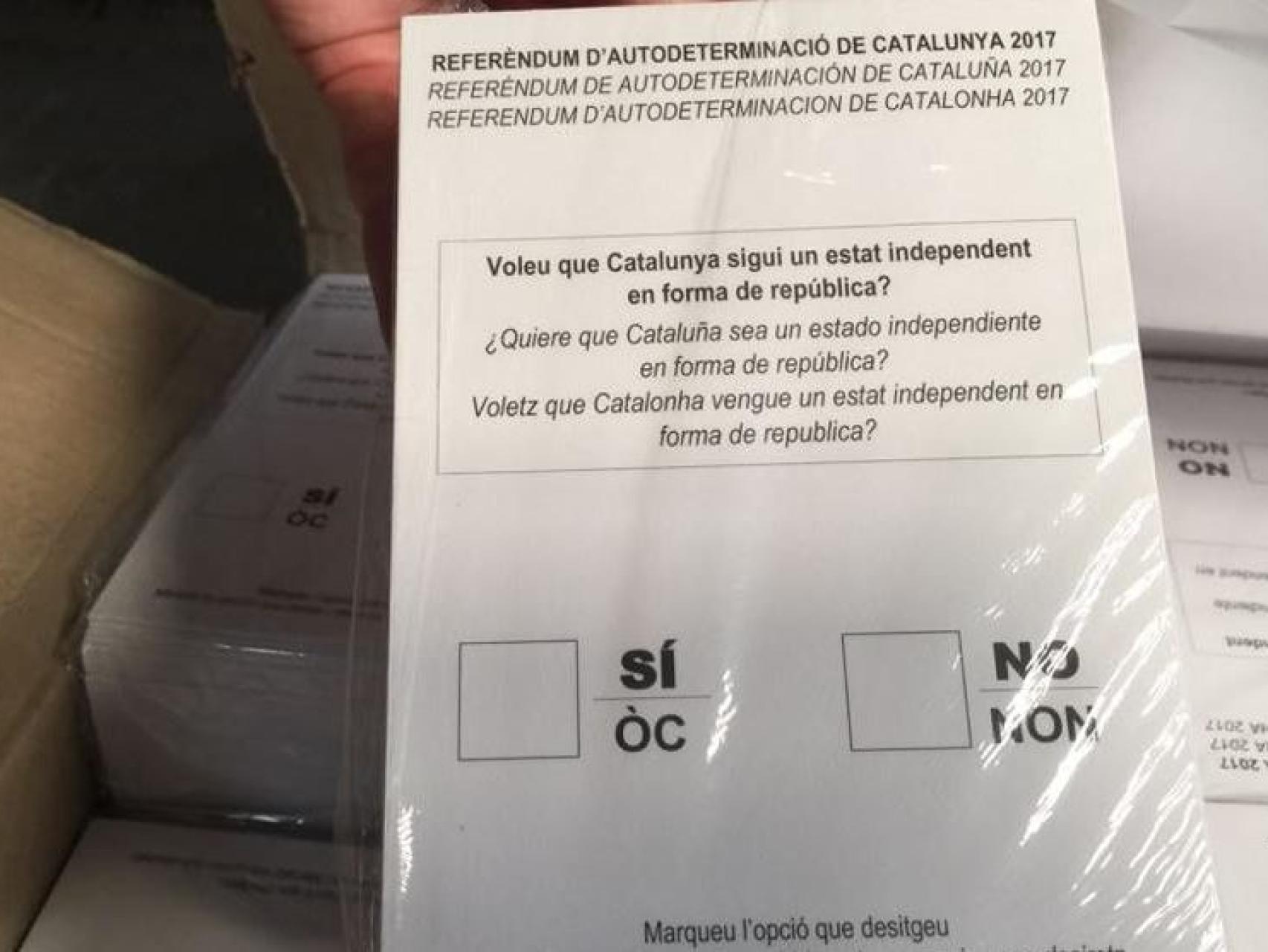 Papeletas destinadas al 1-O incautadas por la Guardia Civil