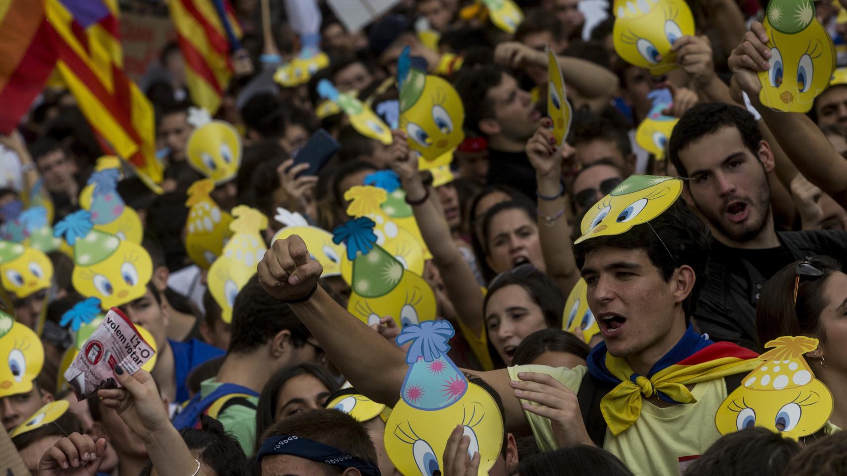 Estudiantes en la manifestación del jueves.