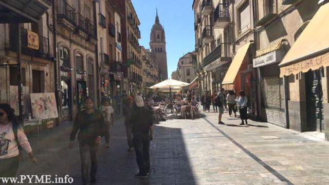 Rúa Mayor de Salamanca, en pleno centro de la ciudad