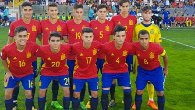 El once inicial de la Sub17 frente a Honduras. Foto Twitter (@SeFutbol)