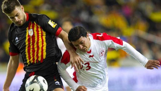Piqué, durante un partido de la selección catalana.