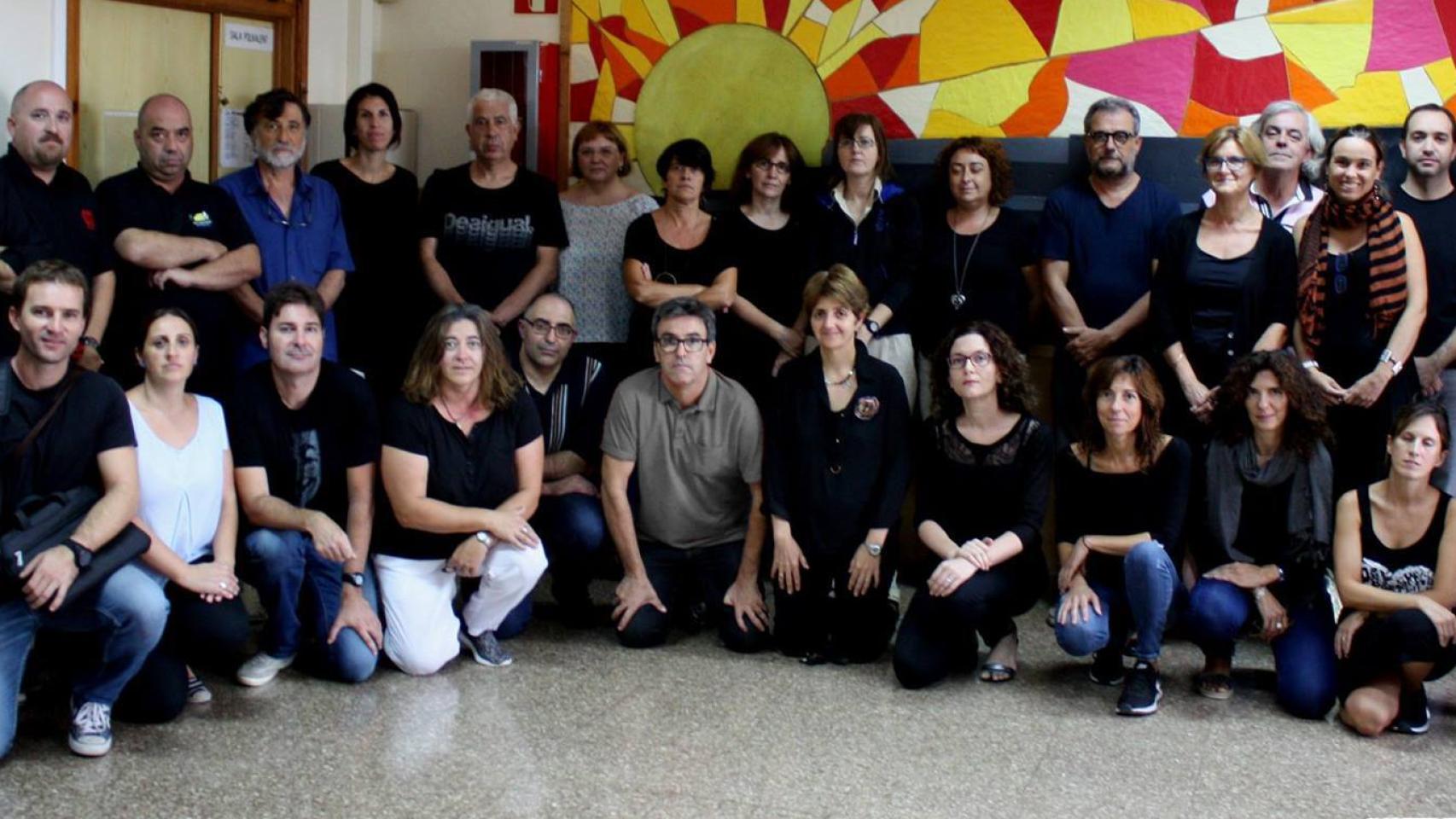 Manifestación de profesores en el Instituto Son Pacs de Palma, Mallorca.