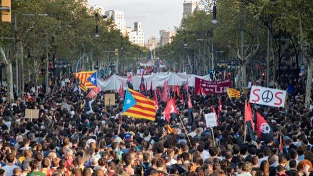 Manifestación el pasado 3 de octubre en el paro tras el referéndum