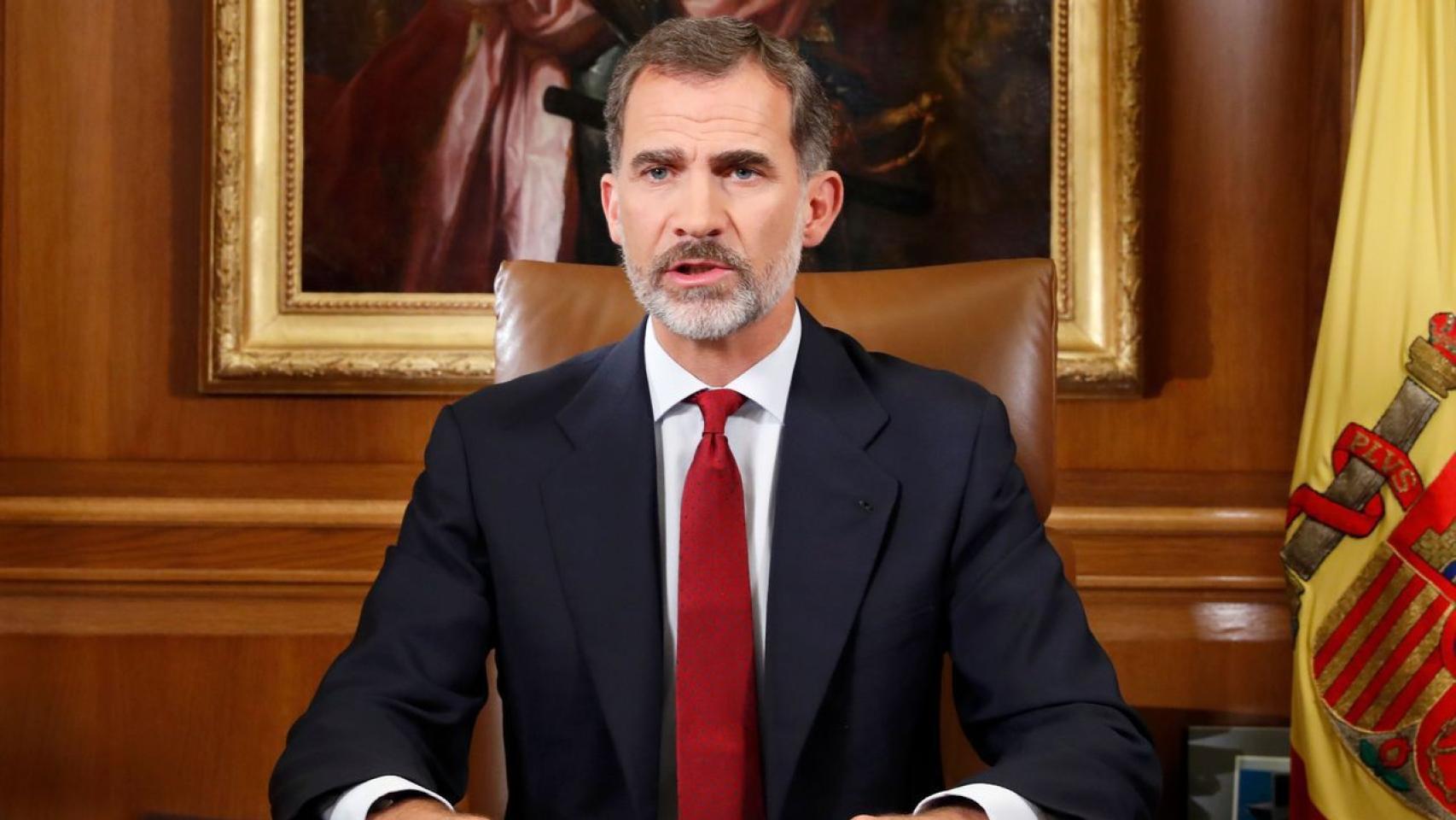 El rey Felipe VI durante su discurso sobre la situación en Cataluña.