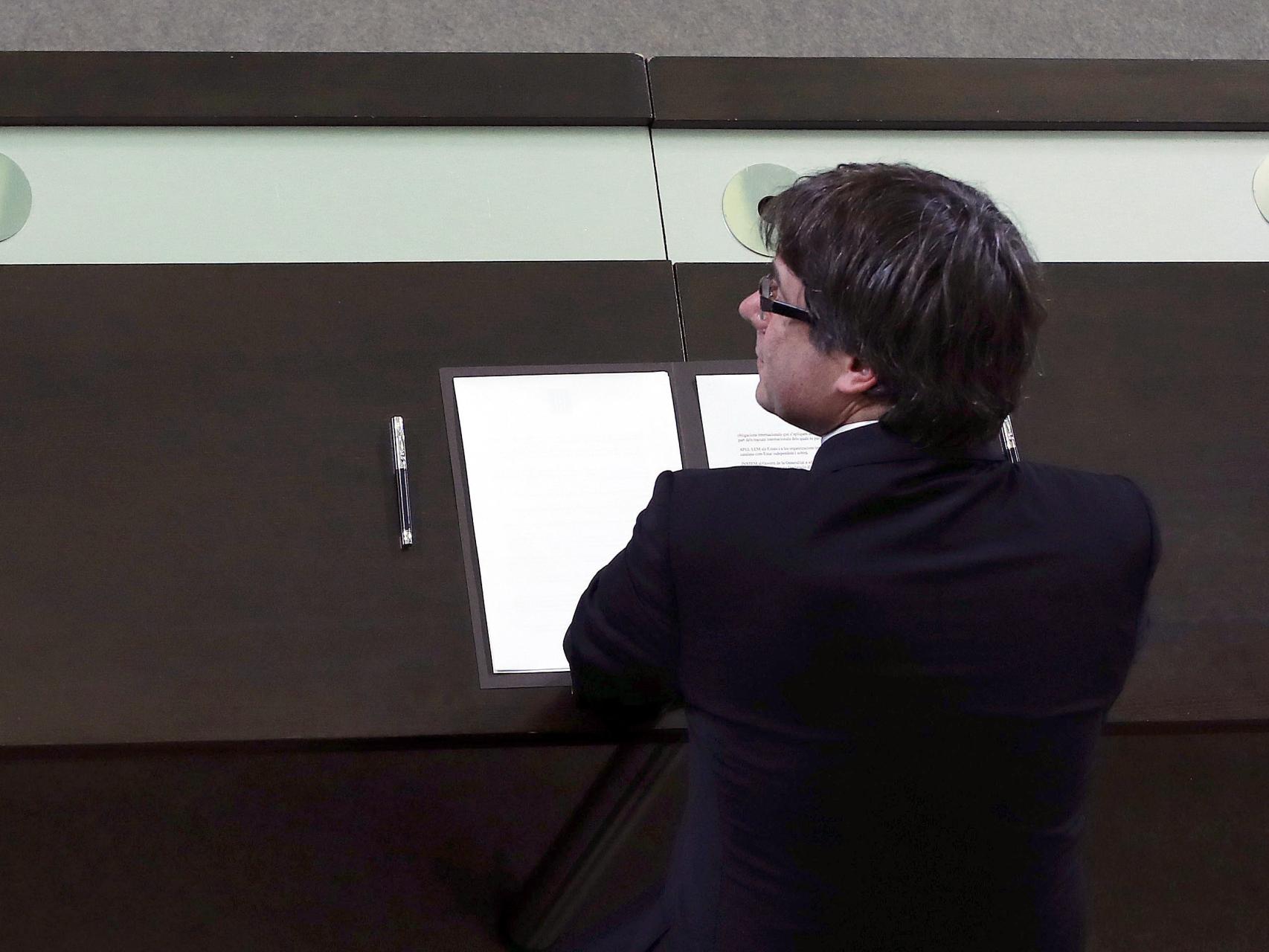 El presidente de la Generalitat, Carles Puigdemont, el martes en el Parlament.