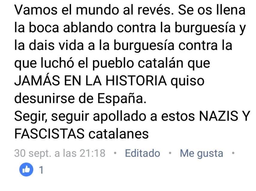 Insulto a los catalanes independentistas.