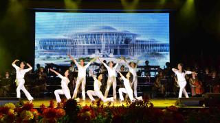 Actuación de Moranbong Band, en un auditorio de la ciudad de Wonsang.