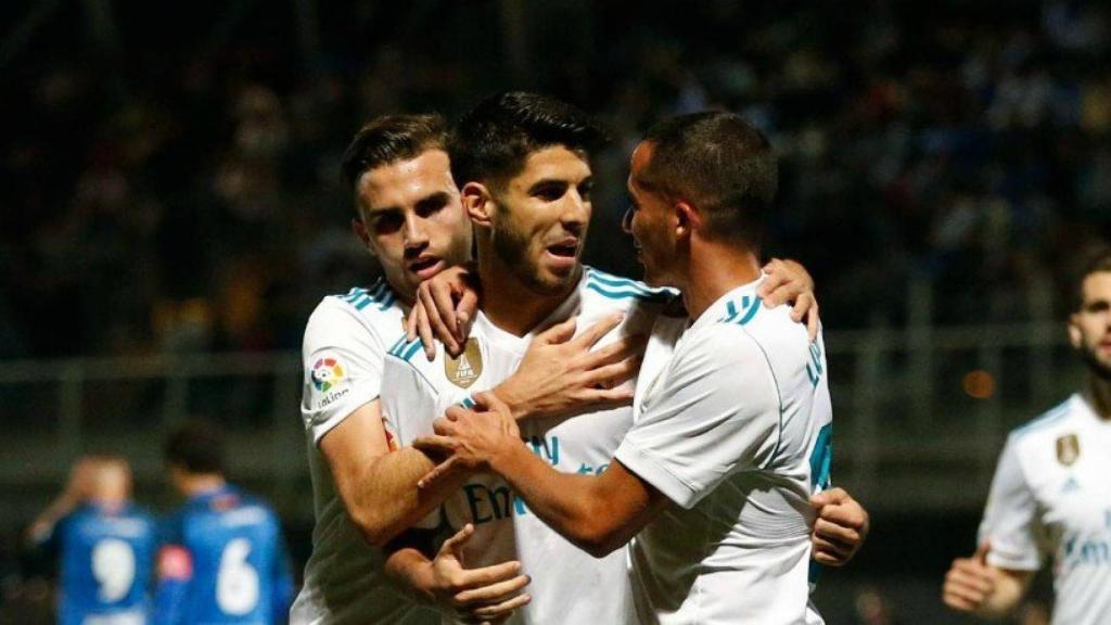 Celebración del gol de Marco Asensio ante el Fuenlabrada