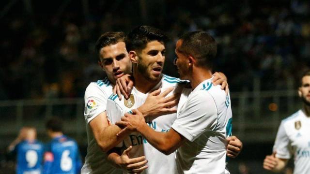 Celebración del gol de Marco Asensio ante el Fuenlabrada