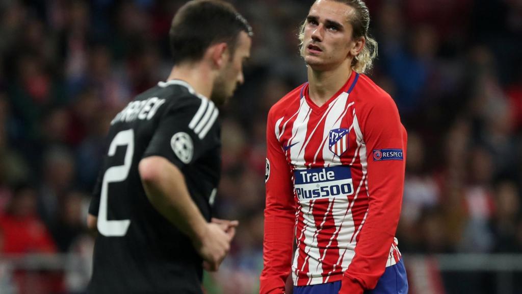 Griezmann, decepcionado tras el empate ante el Qarabag.