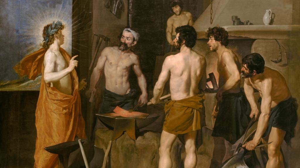 Vulcano en su fragua, momento en que le descubren que Marte y Venus le engañan.