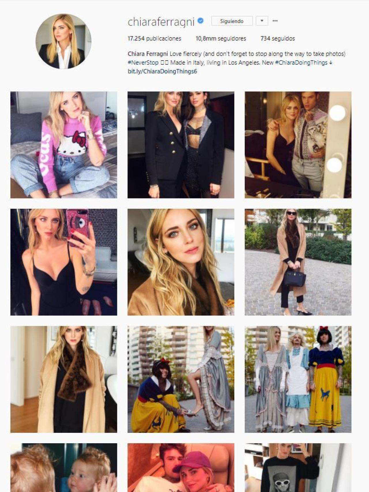Captura del exitoso Instagram de Chiara.