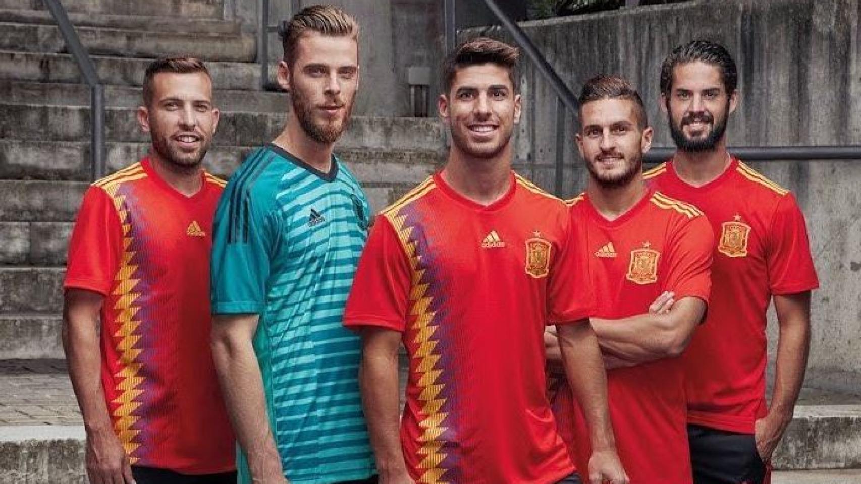 De Gea y cía con la camiseta de España para el Mundial.