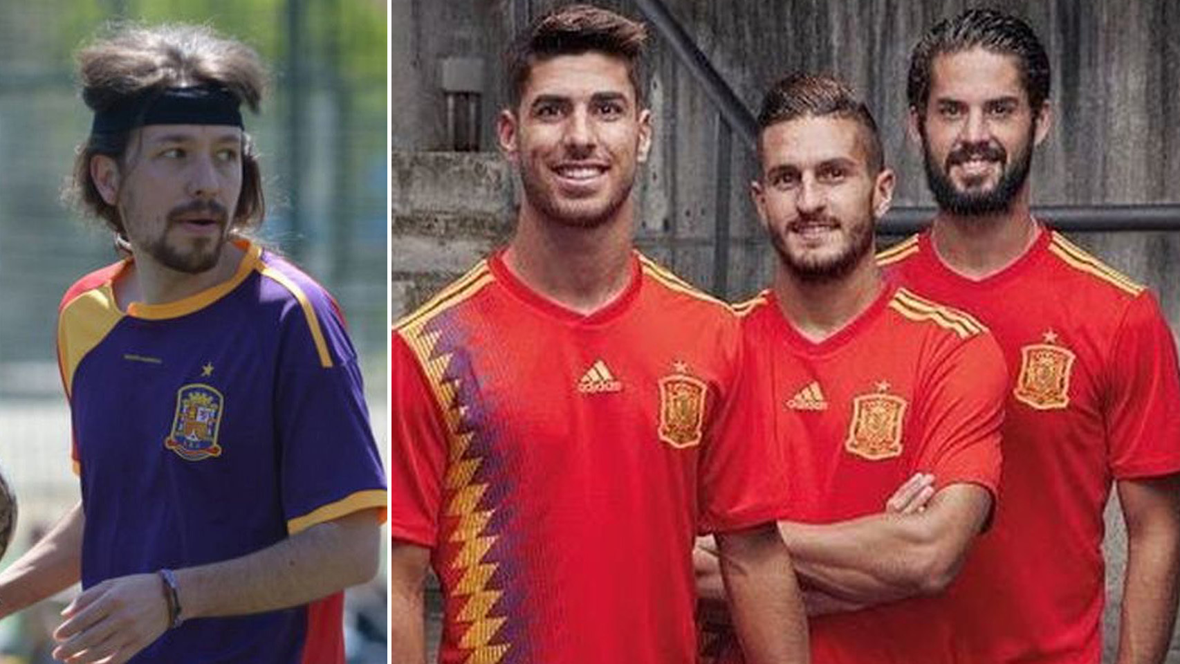 Iglesias con una camiseta republicana y el nuevo atuendo de la Selección.