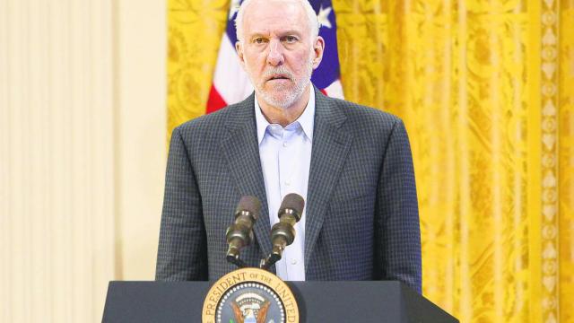 Gregg Popovich durante una de sus visitas a la Casa Blanca con la administración Obama.