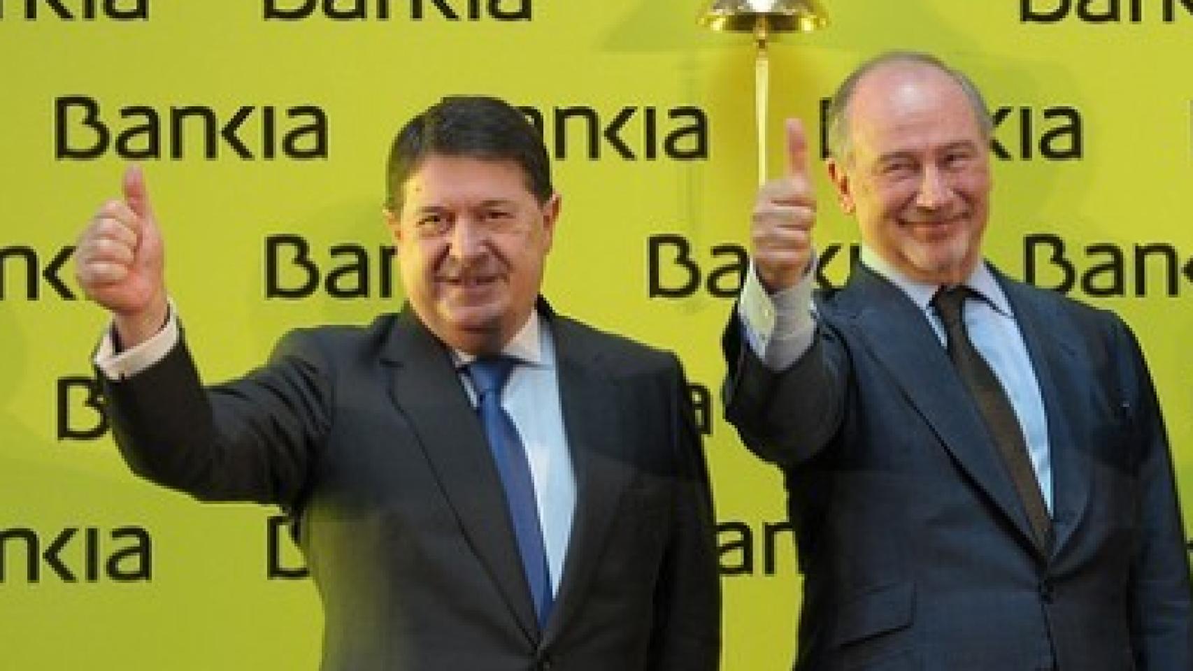 Rodrigo Rato y José Luis Olivas en la salida a Bolsa de Bankia.
